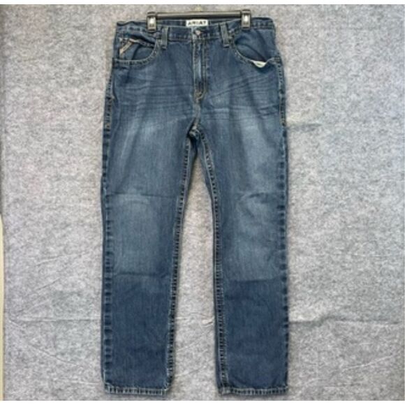 ARIAT Jeans Men’s Size 36/34 Blue Denim Straight Leg Relaxed Fit Western Style - Picture 1 of 11